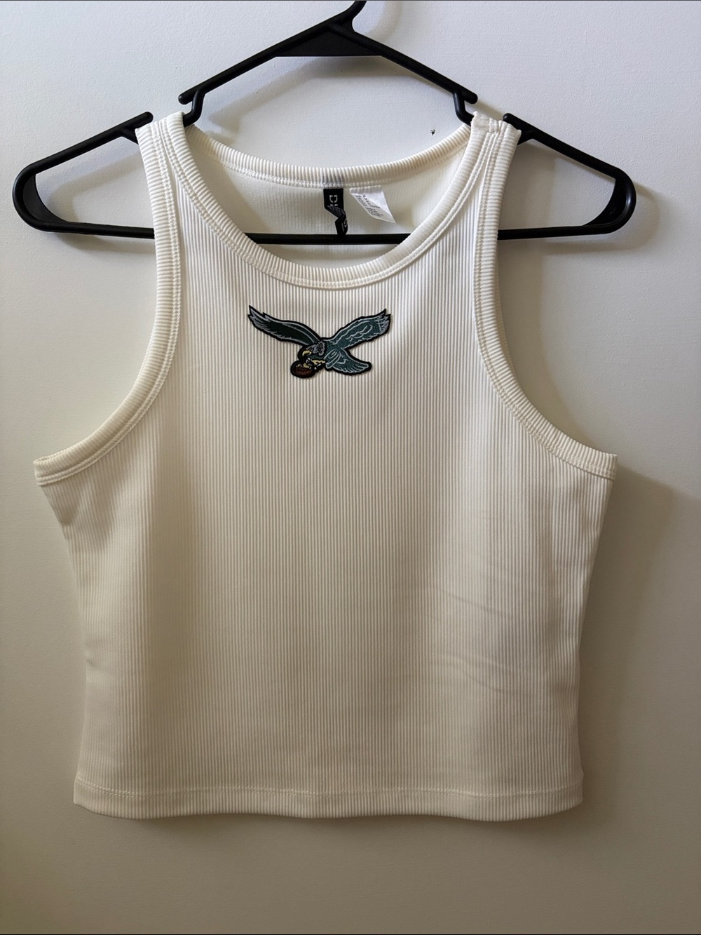 Philadelphia Eagles White Ribbed Cropped Tank NWOT